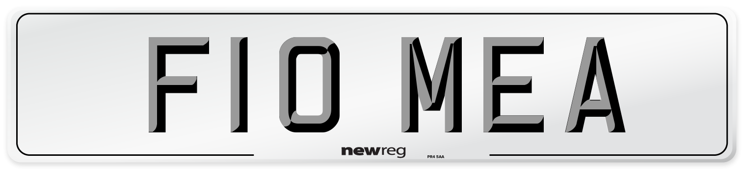 F10 MEA Number Plate from New Reg